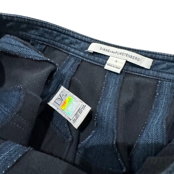 DIANE VON FURSTENBERG DVF Gemma Tennis Pleated Stretch Denim Skirt Indigo 2 - Picture 3 of 8